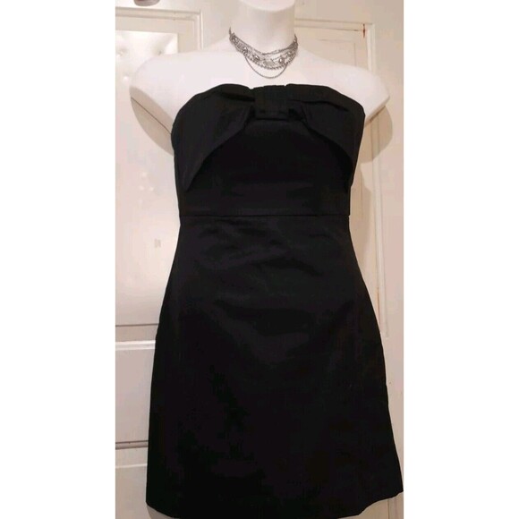 H&M Black Strapless Dress With Bow, Sz 10 - Picture 1 of 6